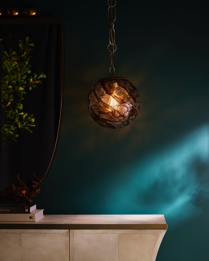 Transparent/Blue Avio Swirl/Blown/Antique Brass