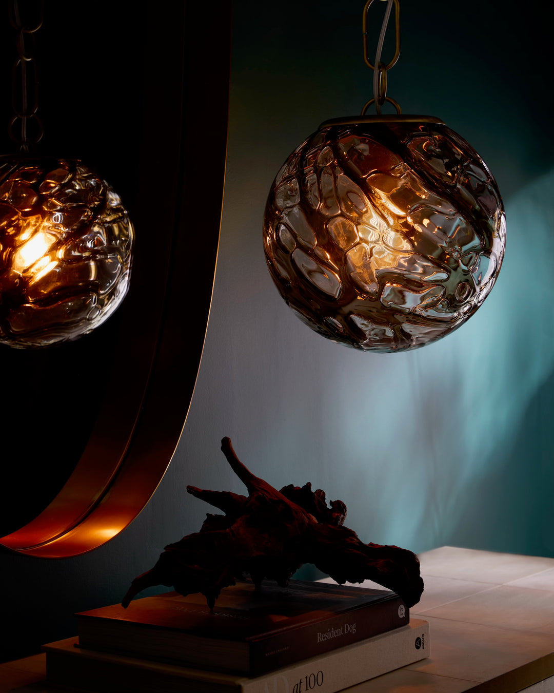 Transparent/Black Swirl/Blown/Antique Brass