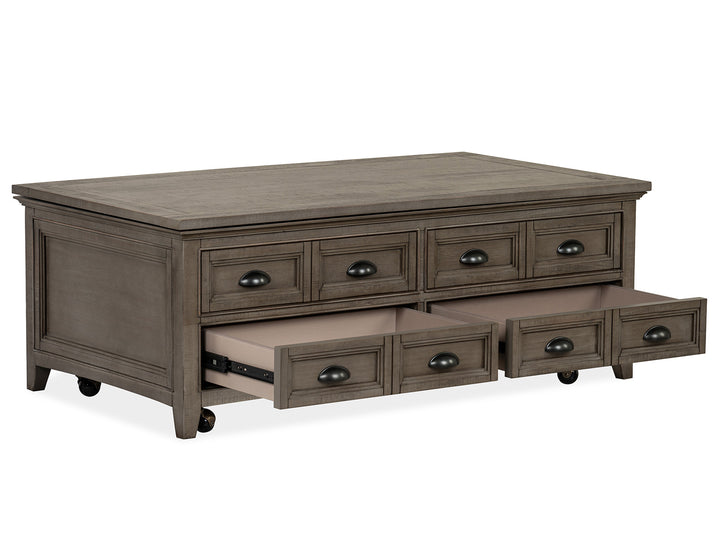 Paxton Place Dovetail Grey Lift Top Storage Cocktail Table With Casters - T4805-50