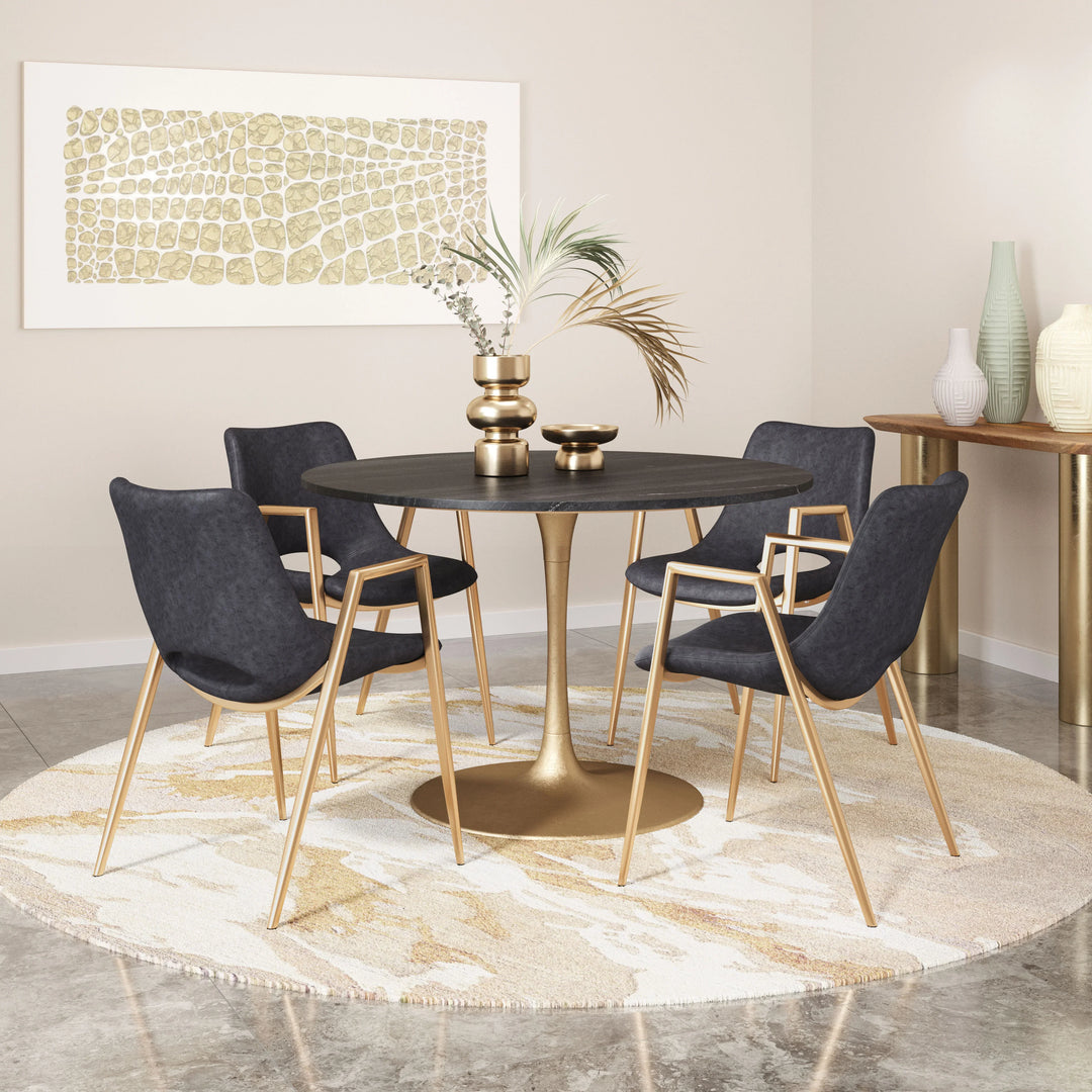 Desi Dining Chair (Set of 2) Black & Gold - AmericanHomeFurniture