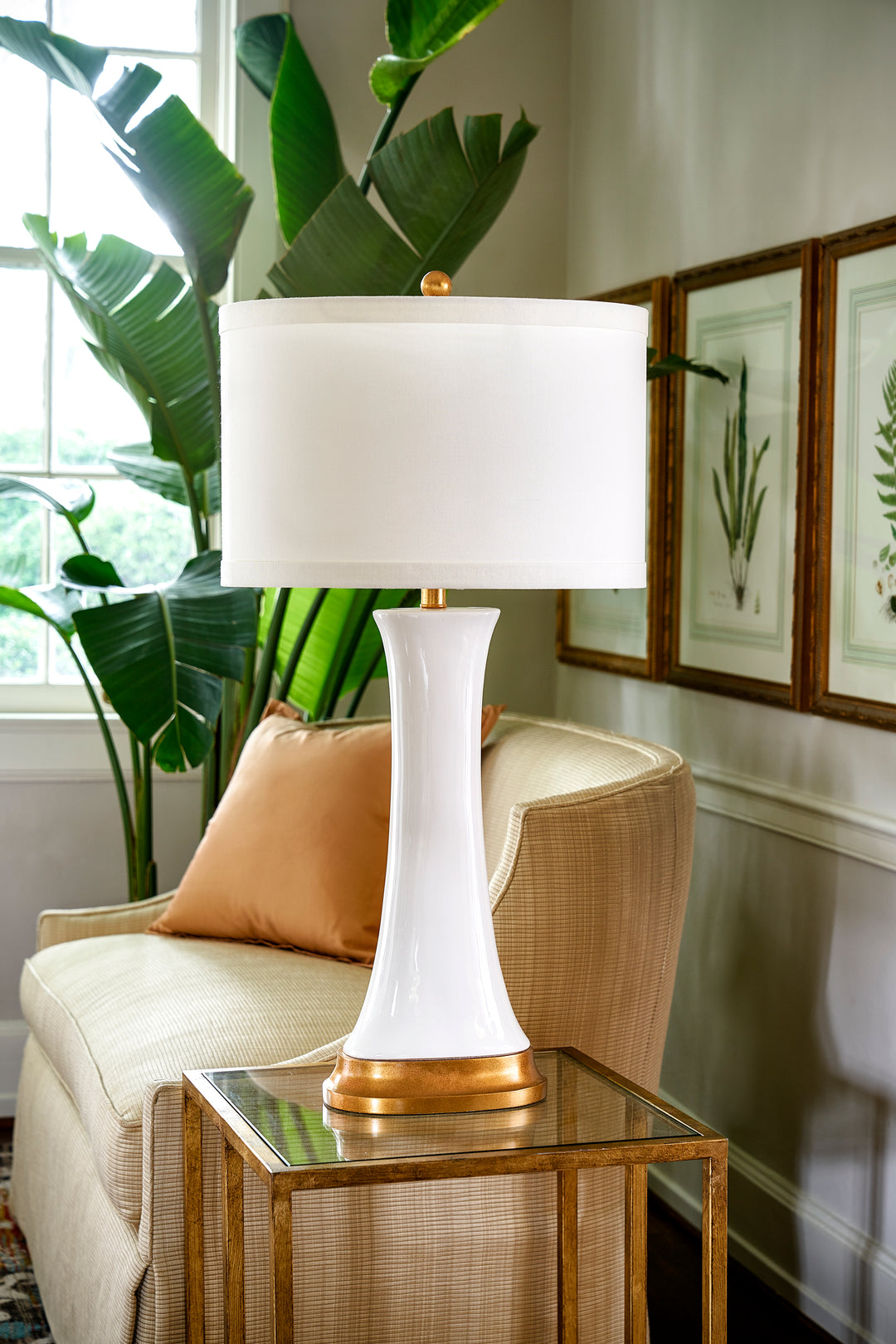 White Glaze/Antique Gold Leaf