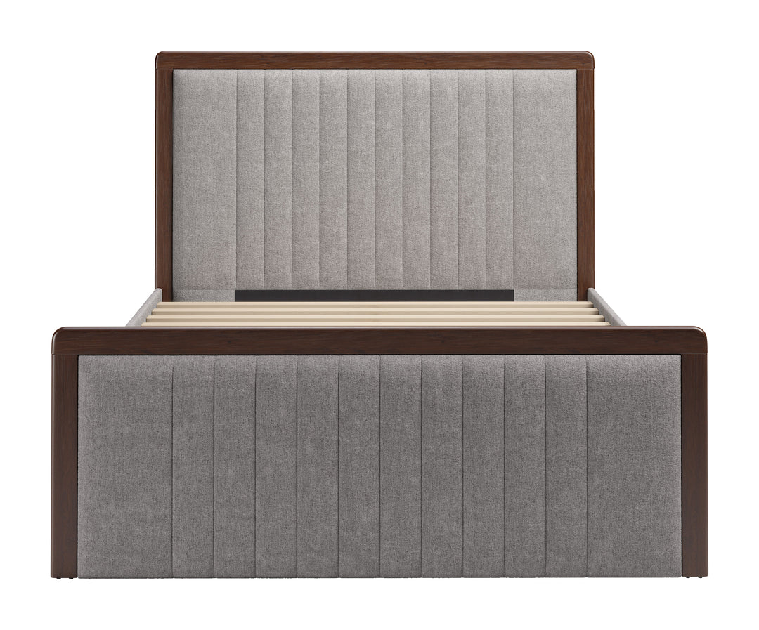 Somune Queen Bed Gray & Walnut