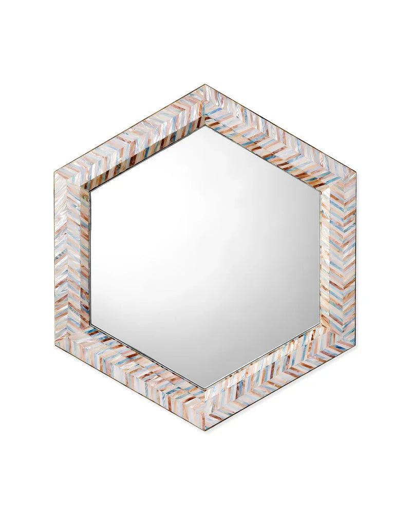 Academy Mother of Pearl Hexagon Wall Mirror - AmericanHomeFurniture