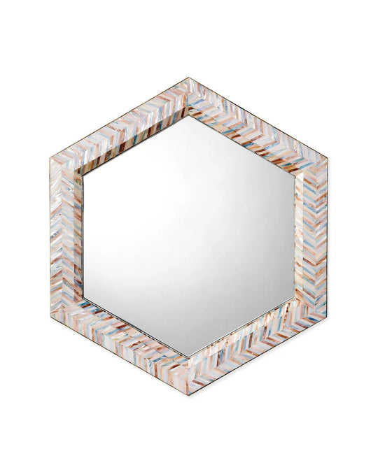 Jamie Young Academy Mother of Pearl Hexagon Wall Mirror WALL MIRRORS