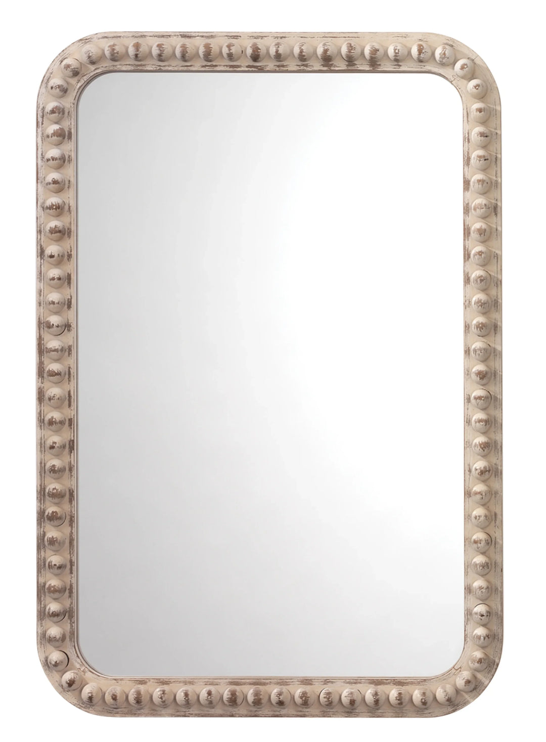 Rectangle Audrey Wall Mirror, White Washed Wood - AmericanHomeFurniture