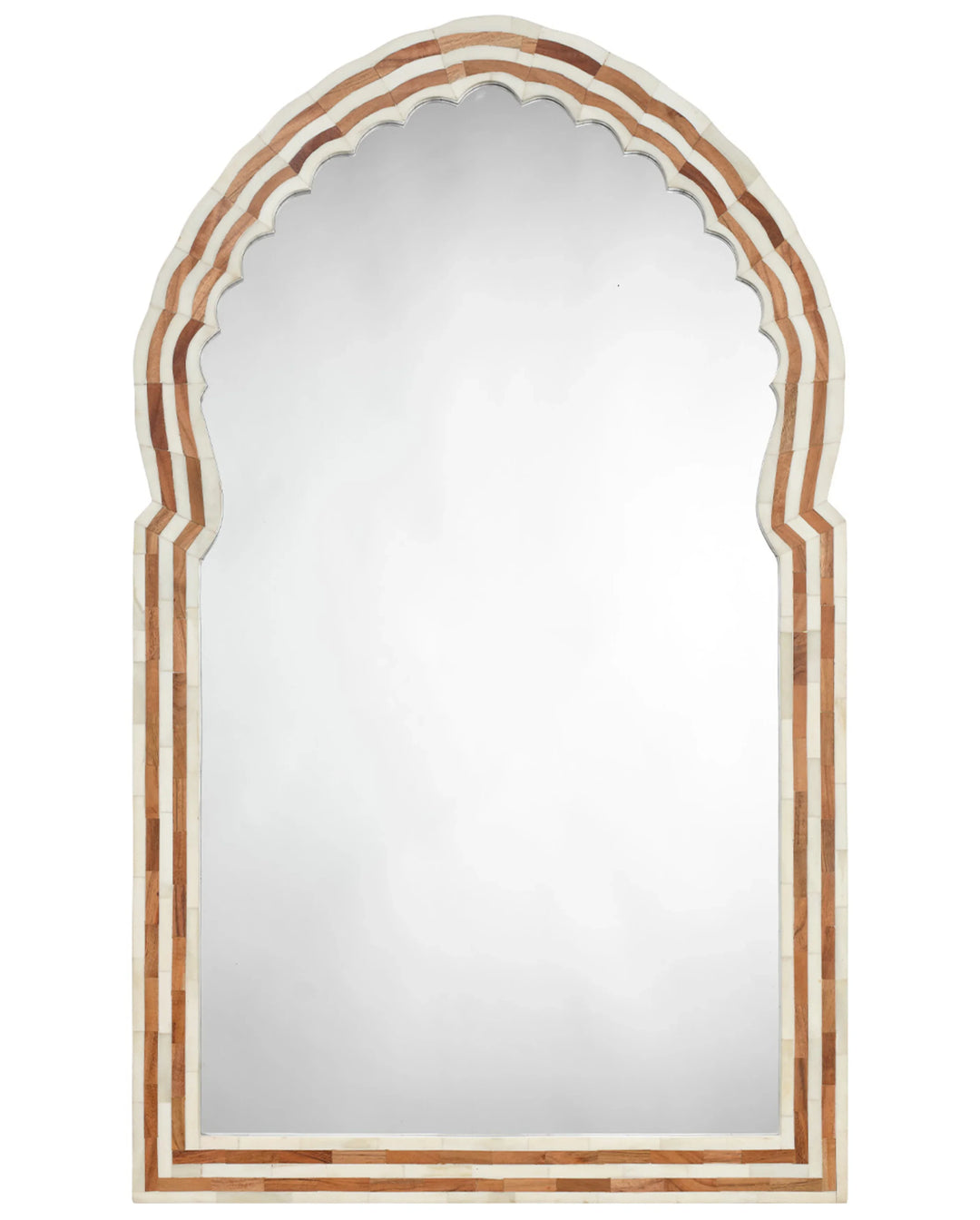 Bardot 60" Wood & Buffalo Bone Arch Wall Mirror - AmericanHomeFurniture