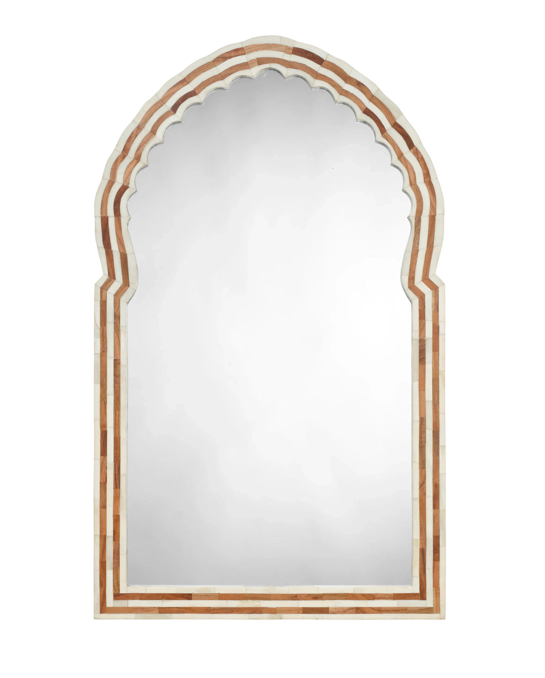 Bardot 40" Bone & Wood Arch Wall Mirror - AmericanHomeFurniture