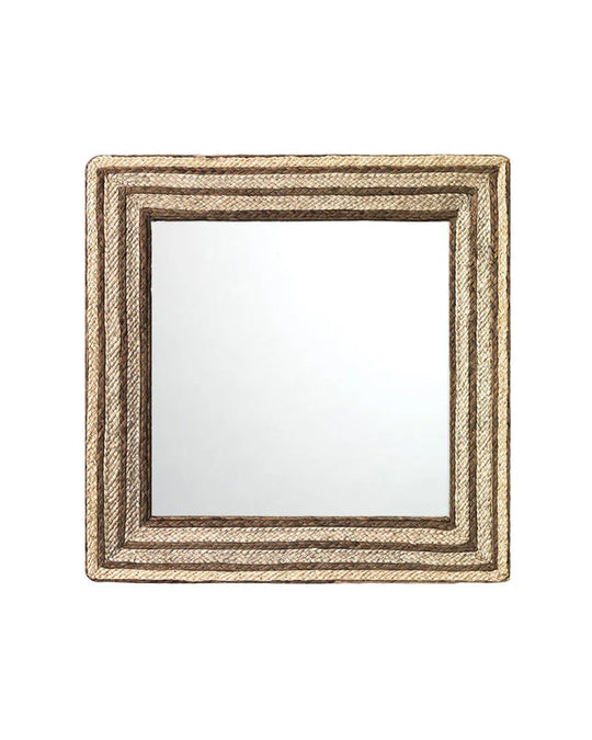 Jamie Young Evergreen Braided Seagrass Square Wall Mirror, Natural WALL MIRRORS