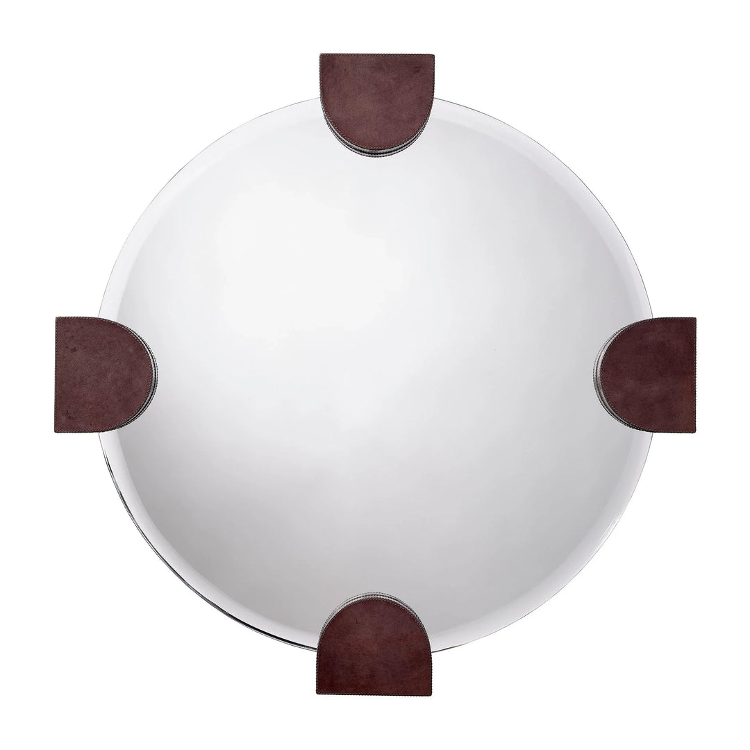 Quadrant Leather Round Wall Mirror - AmericanHomeFurniture