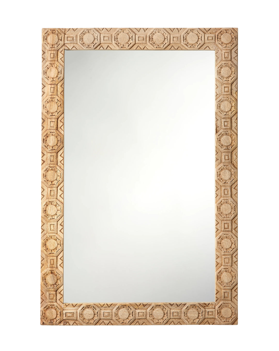Relief Wood Carved Rectangle Wall Mirror - AmericanHomeFurniture
