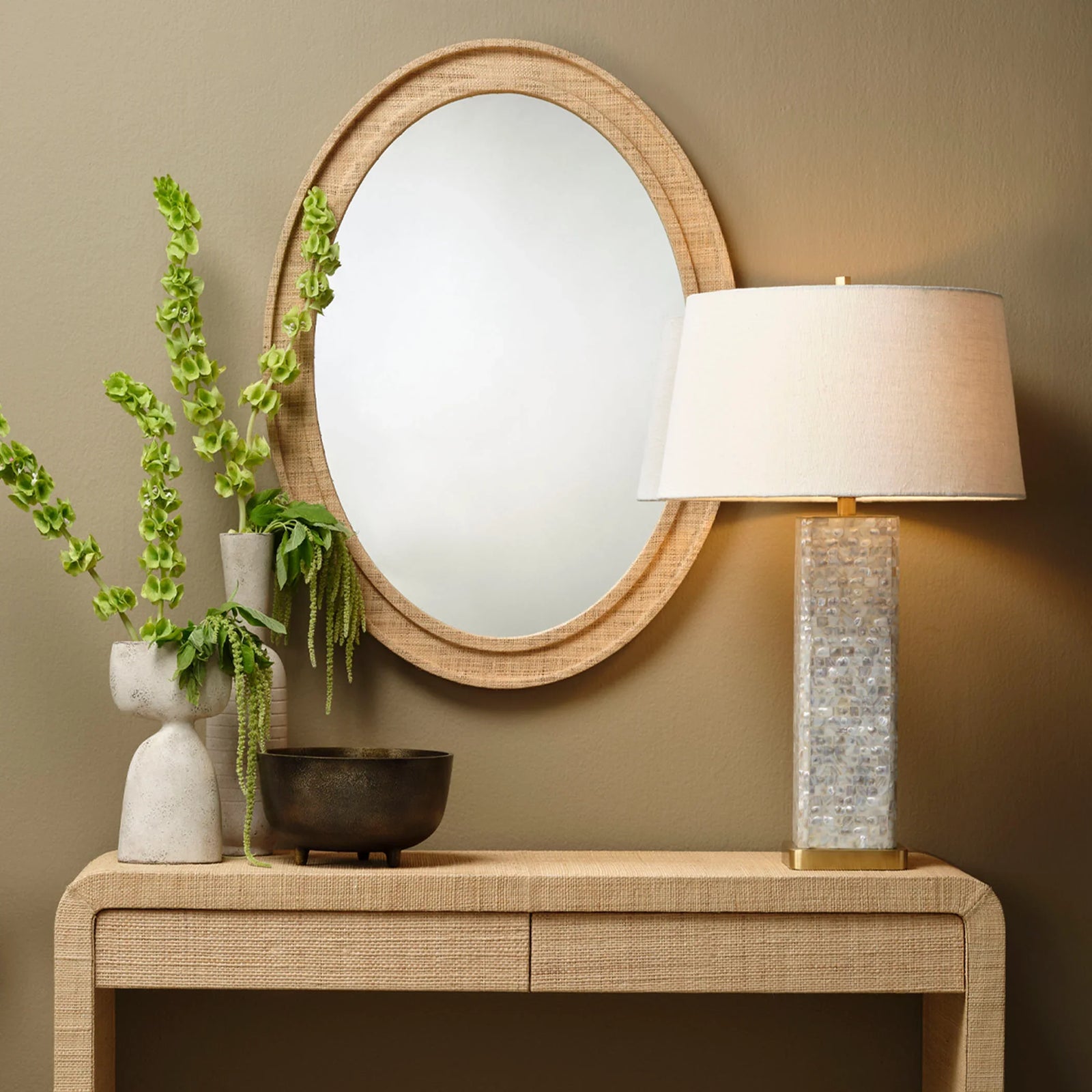 Jamie Young Valley Raffia Oval Wall Mirror WALL MIRRORS