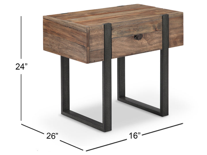Prescott Rustic Honey And Distressed Iron Chairside End Table - T4344-10