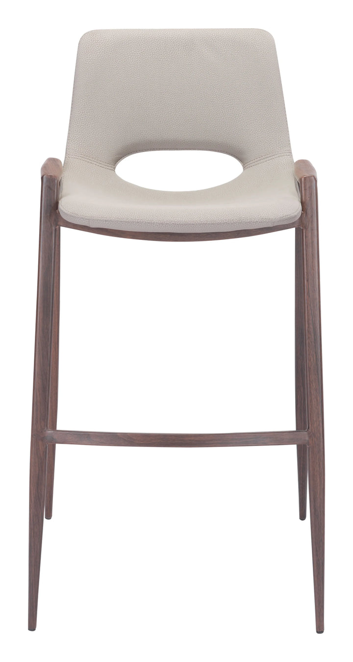 Desi Barstool (Set of 2) Beige & Walnut - AmericanHomeFurniture