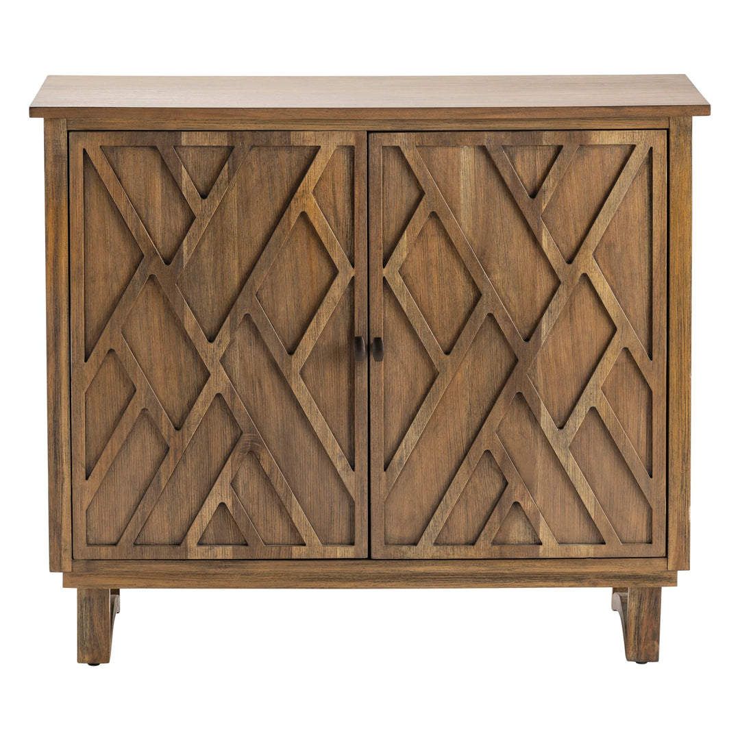 Two-Door Wood Cabinet With Carved Overlay - AmericanHomeFurniture