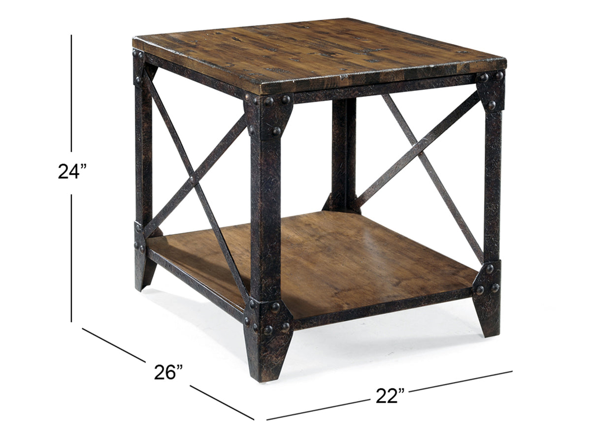 Pinebrook Distressed Natural Pine Rectangular End Table - T1755-03