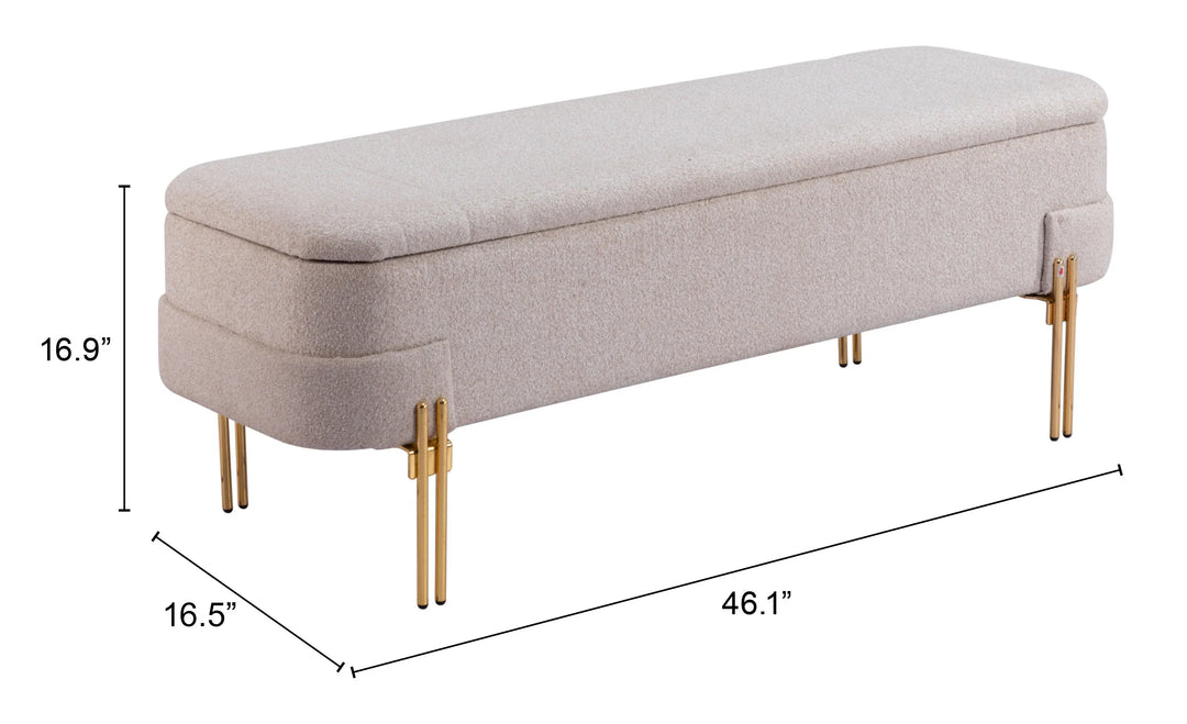 Lebreton Storage Bench Oatmeal Beige - AmericanHomeFurniture
