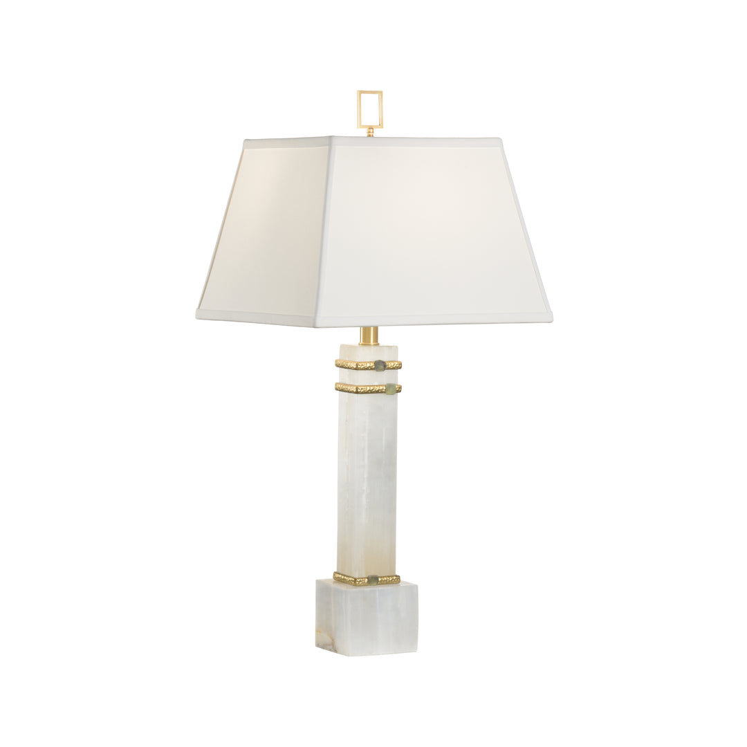 Alabaster Column Lamp with Gold/Stone Rings - 70258