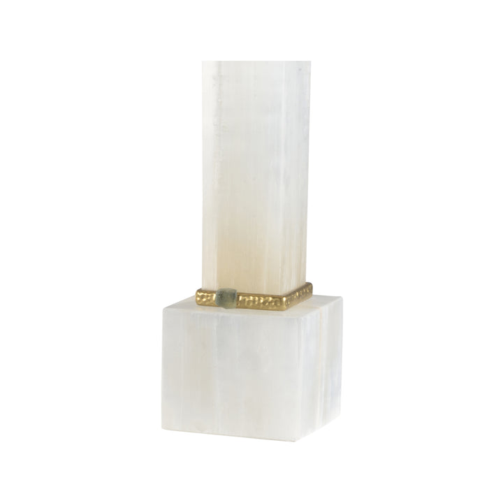 Alabaster Column Lamp with Gold/Stone Rings - 70258