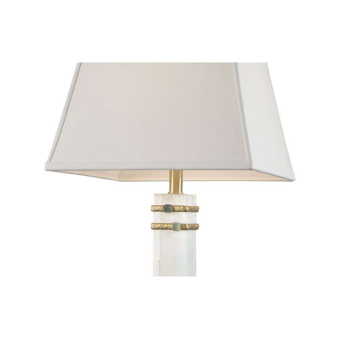 Alabaster Column Lamp with Gold/Stone Rings - 70258