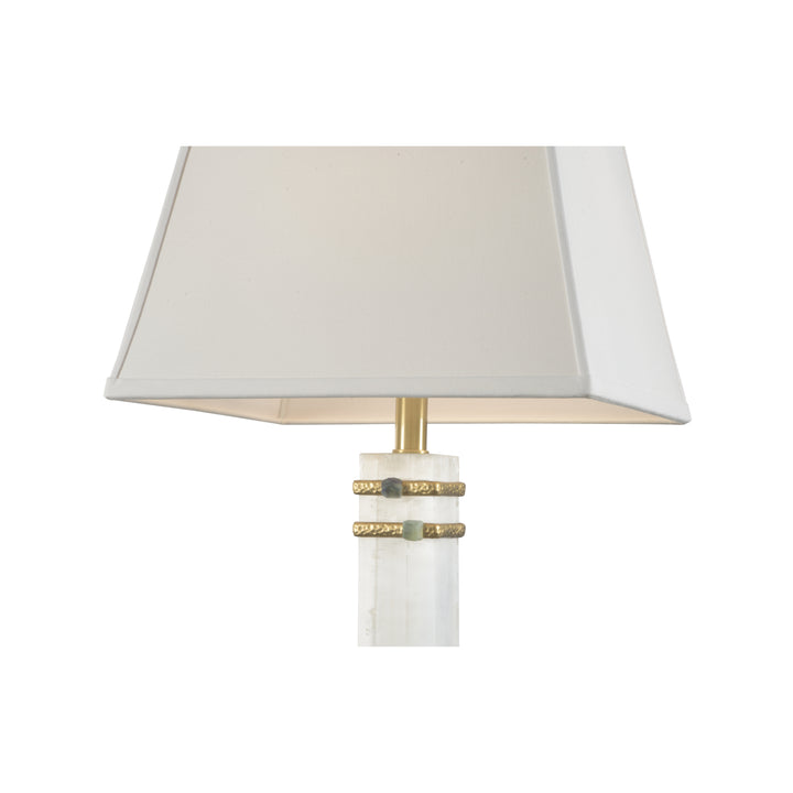 Alabaster Column Lamp with Gold/Stone Rings - 70258