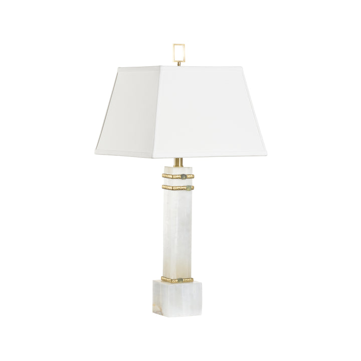 Alabaster Column Lamp with Gold/Stone Rings - 70258