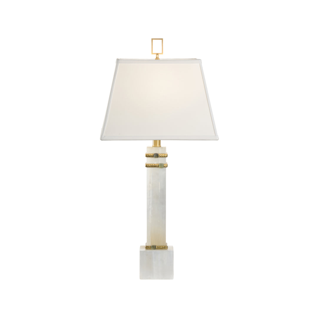 Alabaster Column Lamp with Gold/Stone Rings - 70258