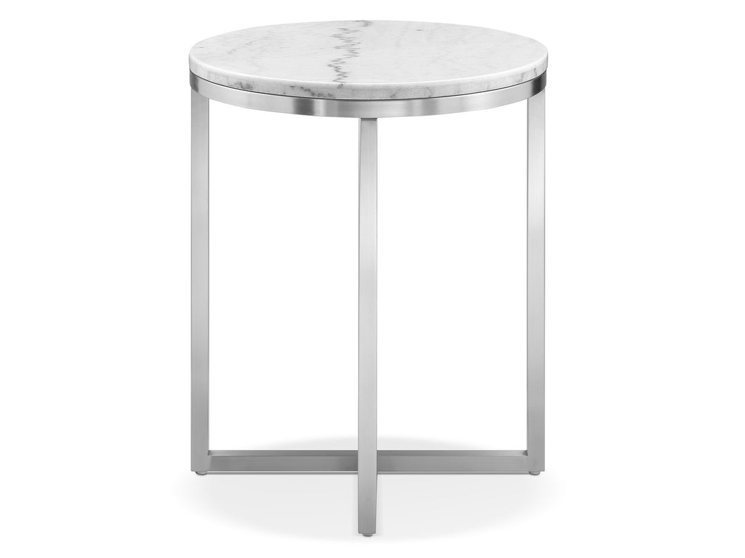 Esme White Marble And Brushed Nickel Round End Table - T5763-05