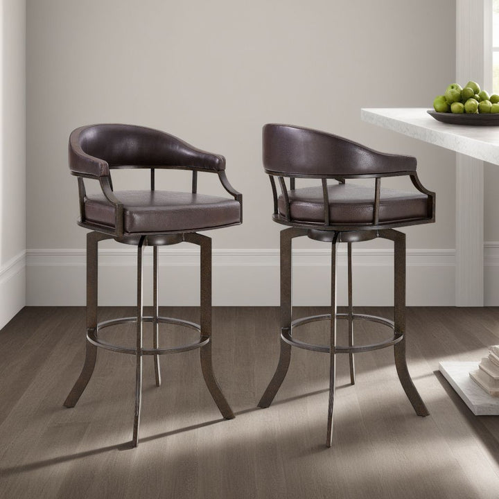 24"W x 24"D x 38"H / Brown/Auburn Bay