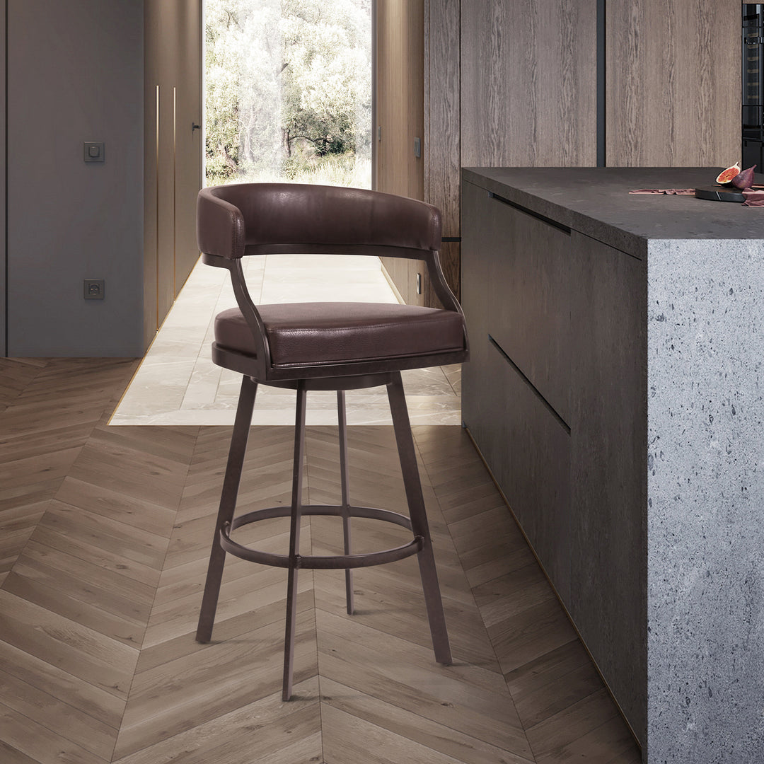 22"W x 24"D x 38"H / Ford Brown Faux Leather/Auburn Bay