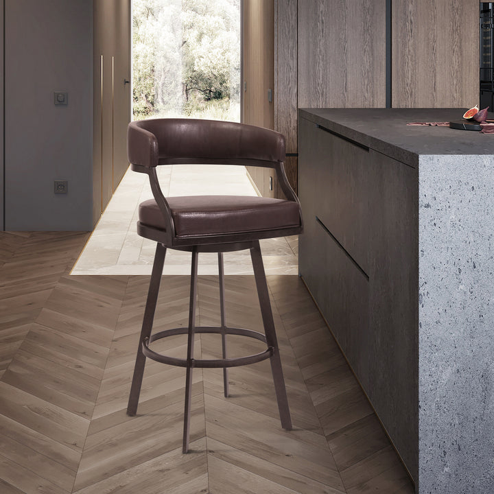 22"W x 24"D x 42"H / Ford Brown Faux Leather/Auburn Bay