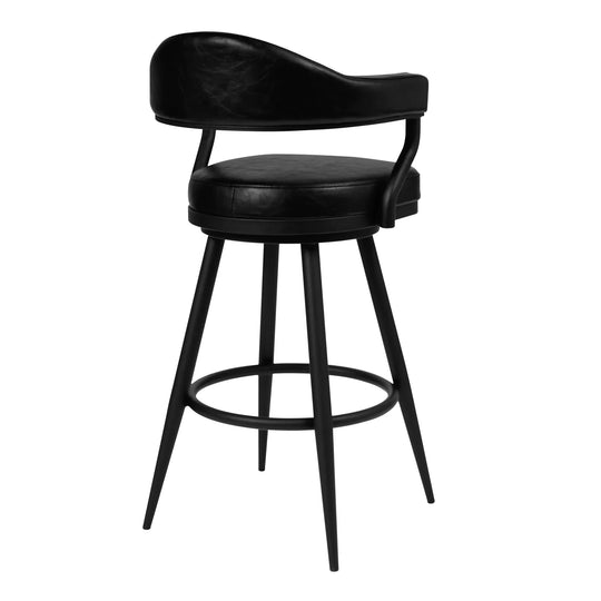 Vintage Black Faux Leather-Black Powder Coated Finish