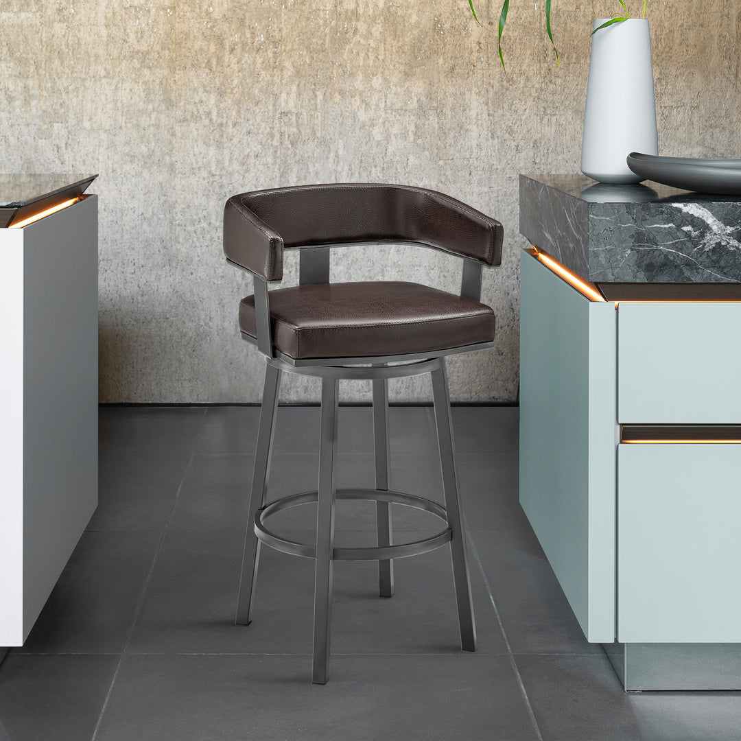 21.5"W x 19"D x 34.5"H / Chocolate/Silver