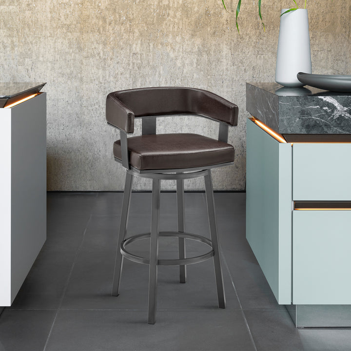 21.5"W x 19"D x 34.5"H / Chocolate/Silver