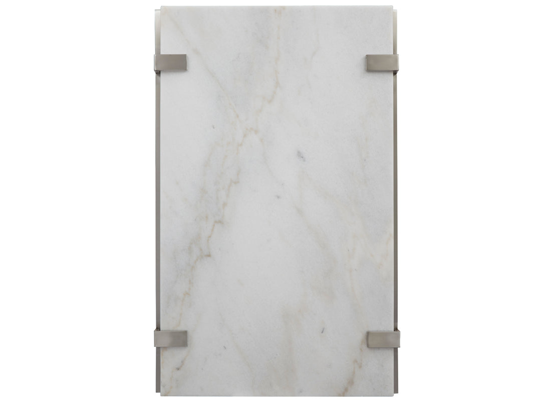 Paradox Pearl White And Roasted Almond And Brushed Platinum Rectangular Cocktail Table - T4852-43