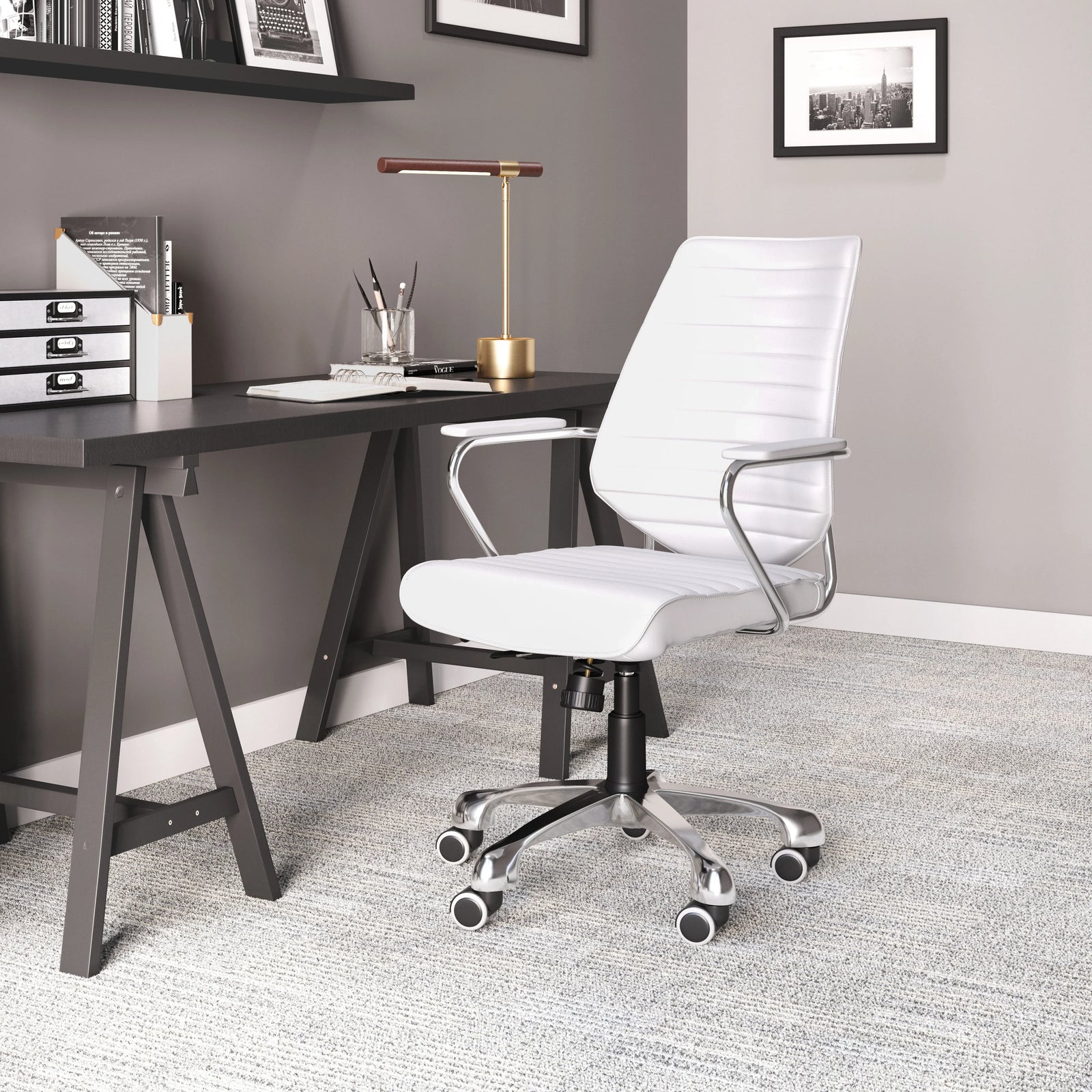 Zuo Enterprise Low Back Office Chair White OFFICE CHAIRS