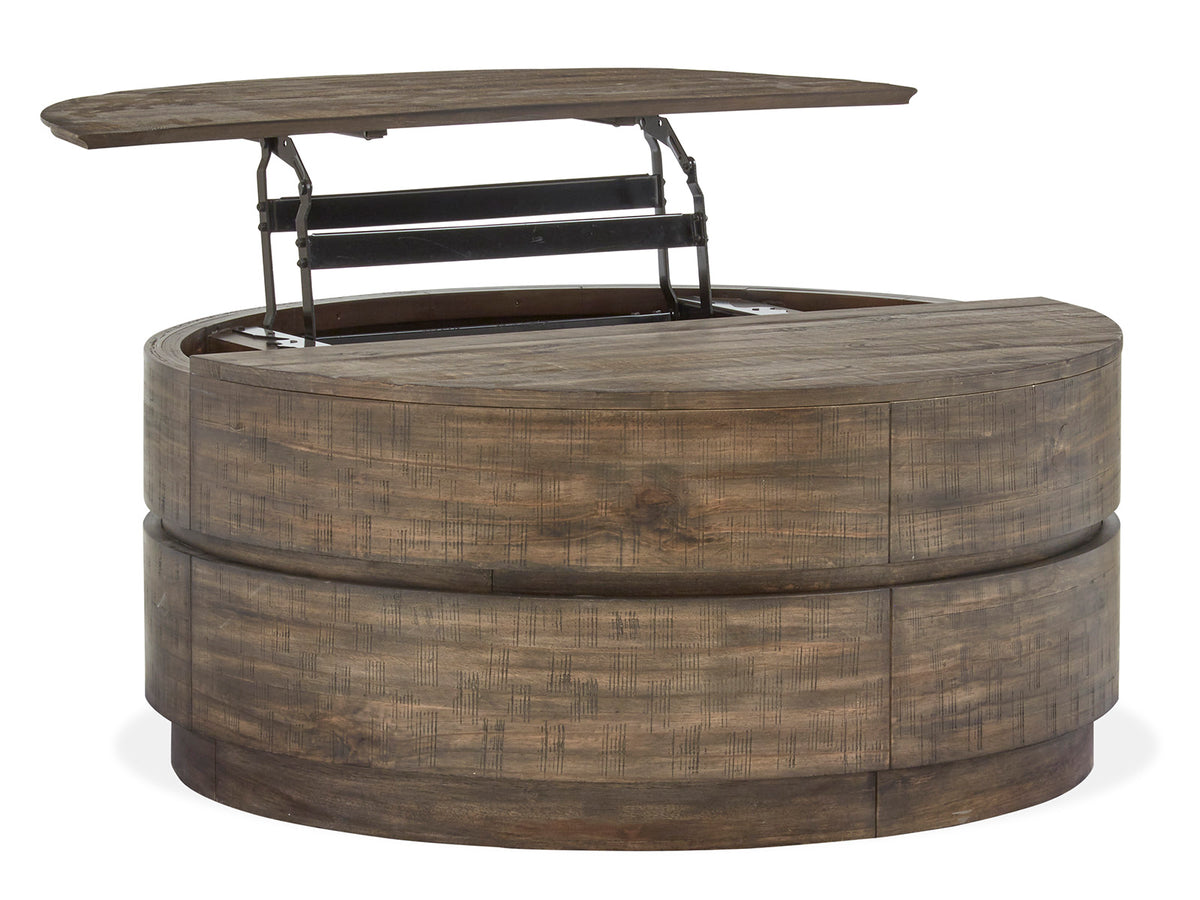 Baisden Tobacco Round Lift Top Cocktail Table With Casters - T5194-57