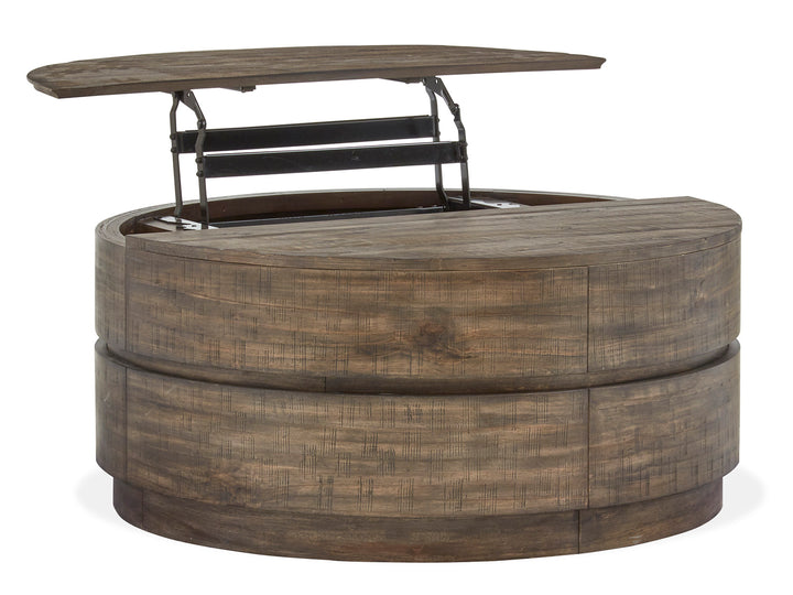 Baisden Tobacco Round Lift Top Cocktail Table With Casters - T5194-57