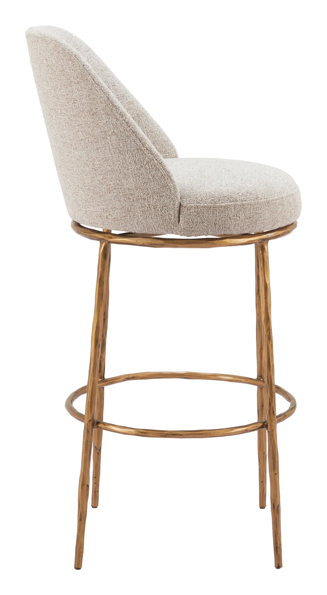 Nordhavn Swivel Barstool Beige & Gold - AmericanHomeFurniture