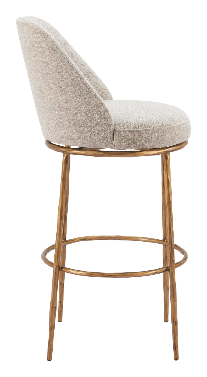 Nordhavn Swivel Barstool Beige & Gold - AmericanHomeFurniture