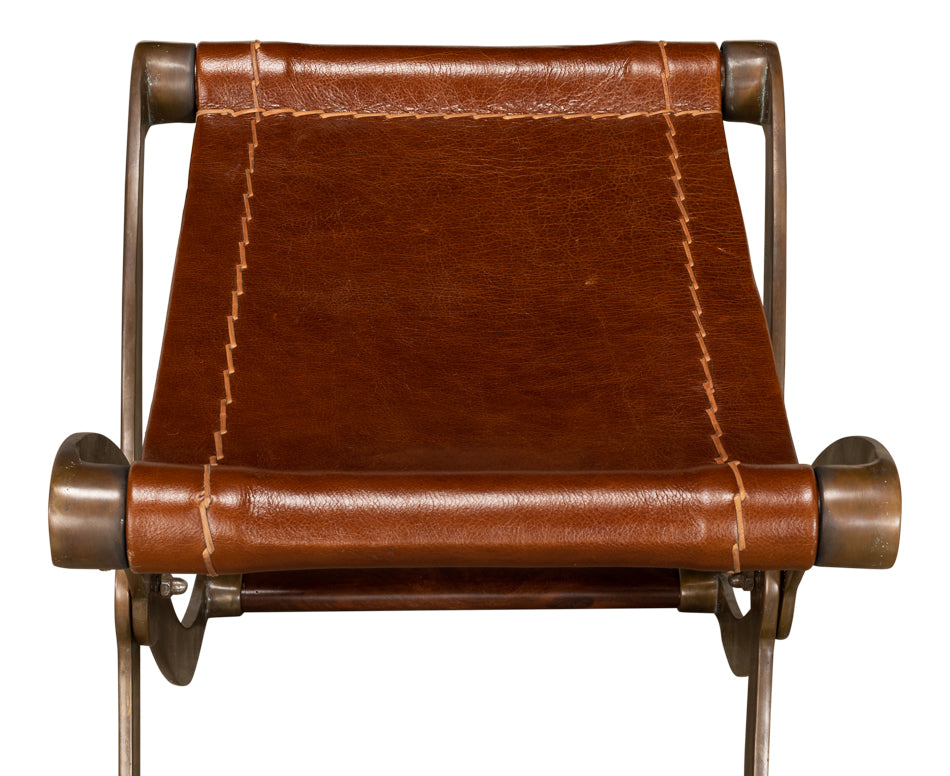 American Home Furniture | Sarreid - Campaign Leather Folding Stool