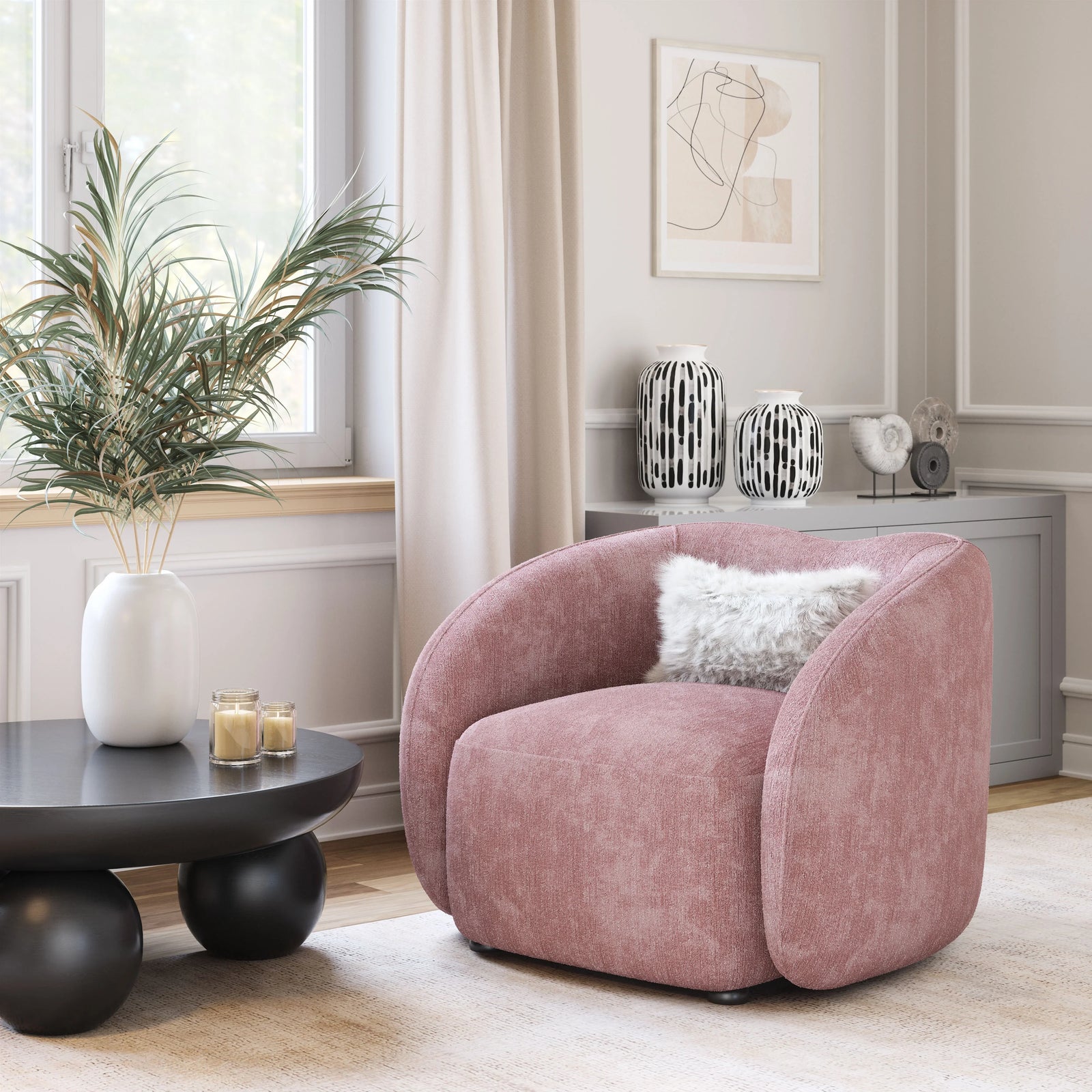 Zuo Tallin Accent Chair Mauve Pink ACCENT + LOUNGE CHAIRS