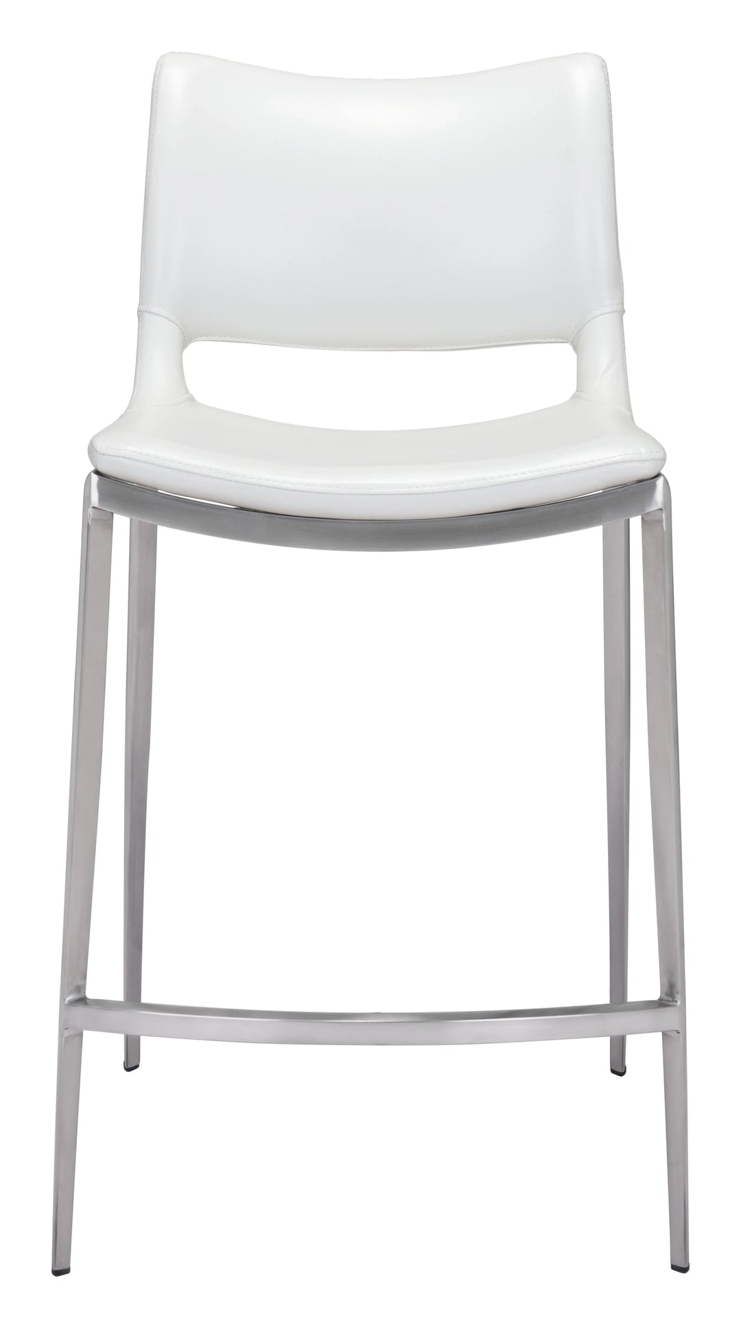 Ace Counter Stool (Set of 2) White & Silver - AmericanHomeFurniture