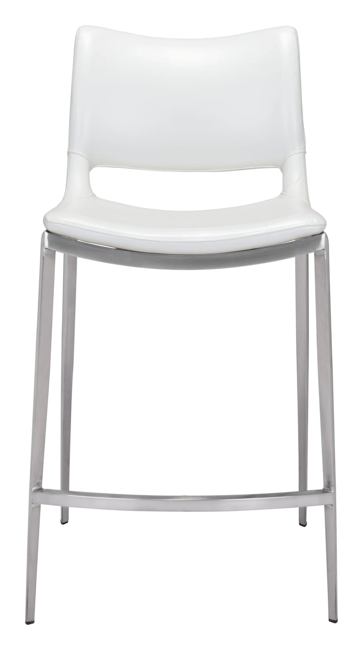 Ace Counter Stool (Set of 2) White & Silver - AmericanHomeFurniture