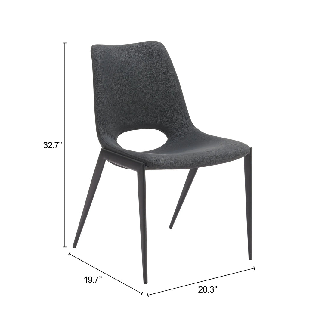 Desi Armless Dining Chair (Set of 2) Black - AmericanHomeFurniture