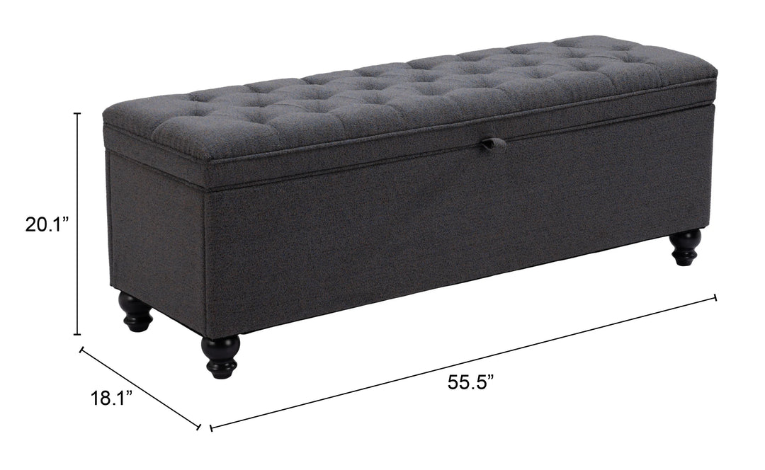 Halifax Storage Bench Gravel Gray - AmericanHomeFurniture