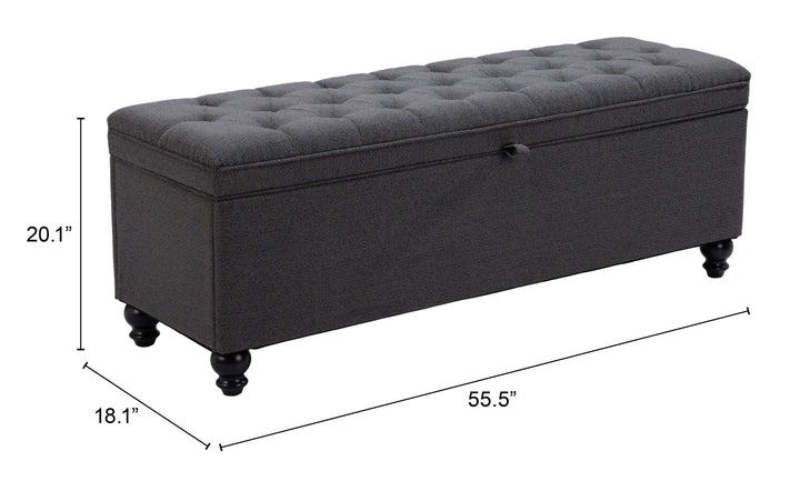 Halifax Storage Bench Gravel Gray - AmericanHomeFurniture
