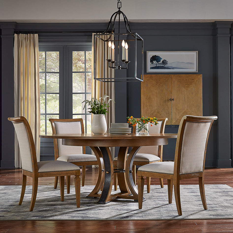 American Home Furniture | Sarreid - Tower Jupe Dining Table - Med Heather Gry