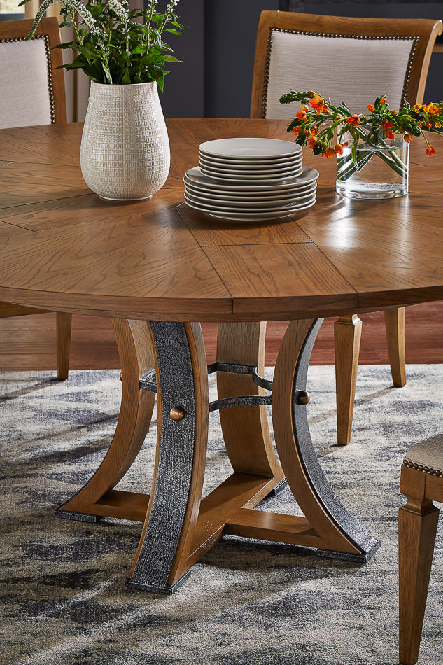 American Home Furniture | Sarreid - Tower Jupe Dining Table - Med Heather Gry