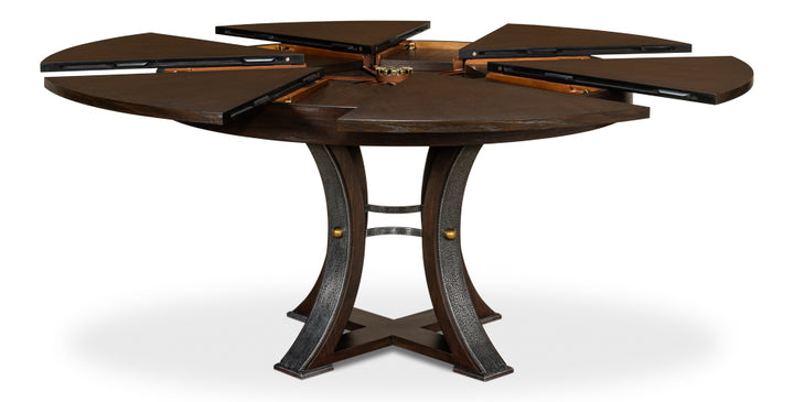 American Home Furniture | Sarreid - Tower Jupe Dining Table - Med Burnt Brown