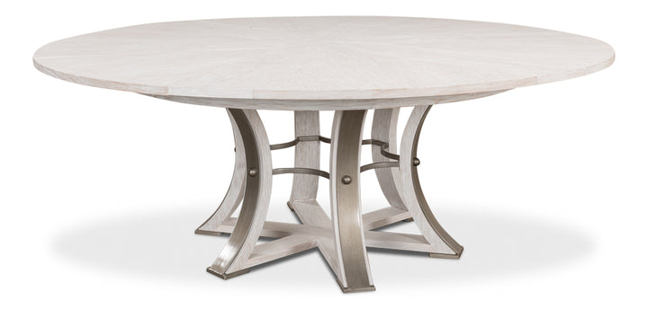 American Home Furniture | Sarreid - Tower Jupe Dining Table Lg Whitewash Wht